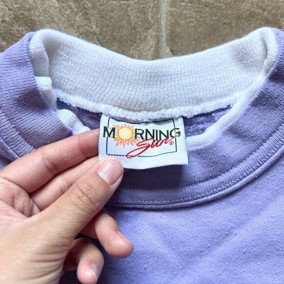 Vtg Morning Sun Sweatshirt Rhinestones Double Collar Winter Grannycore Holiday - Picture 3 of 7